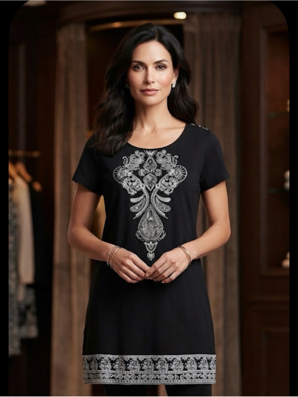 VENUS Black dress with Silver Embroidery
